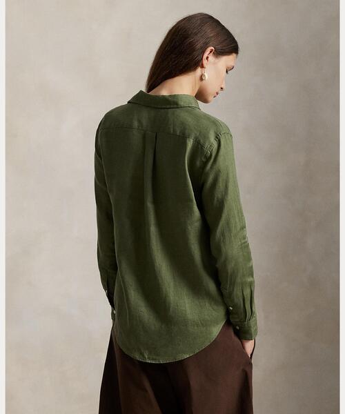 POLO RALPH LAUREN(ポロ ラルフ ローレン)の「クラシック フィット リネン シャツ(シャツ/ブラウス・レディース・グリーン・M/S/XS/L/XL/XXS)」の4枚目の写真