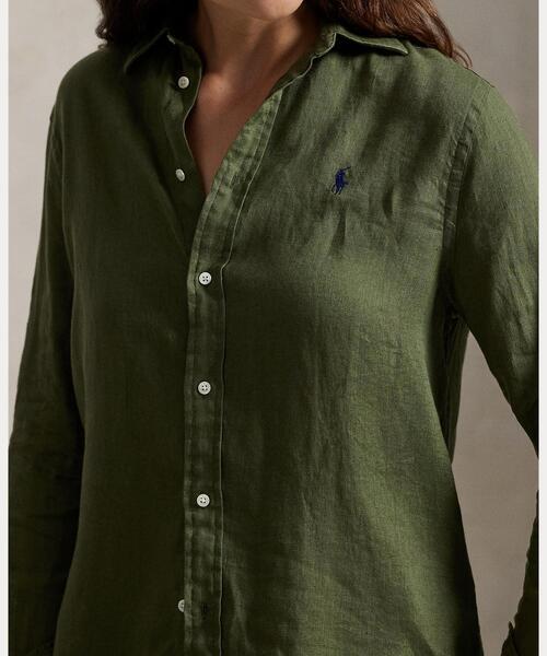 POLO RALPH LAUREN(ポロ ラルフ ローレン)の「クラシック フィット リネン シャツ(シャツ/ブラウス・レディース・グリーン・M/S/XS/L/XL/XXS)」の5枚目の写真