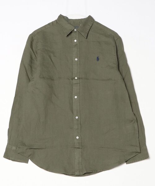 POLO RALPH LAUREN(ポロ ラルフ ローレン)の「クラシック フィット リネン シャツ(シャツ/ブラウス・レディース・グリーン・M/S/XS/L/XL/XXS)」の6枚目の写真