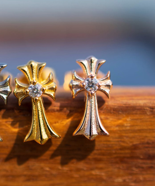 cross CZ stud pierce/【ハワイアンジュエリー】【サージカル