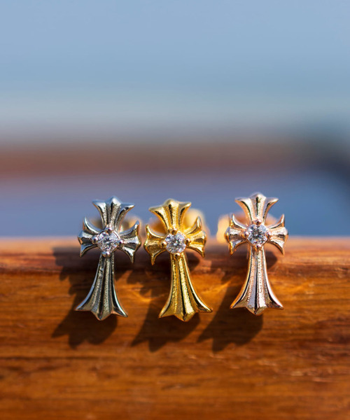 cross CZ stud pierce/【ハワイアンジュエリー】【サージカル