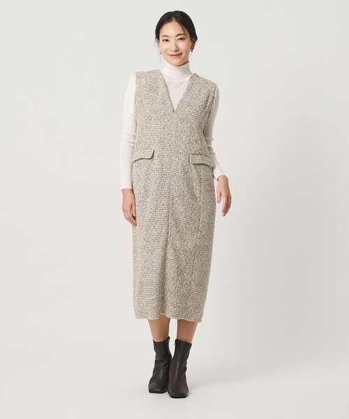 A DAY IN THE LIFE UNITED ARROWS(アデイインザライフユナイテッドアローズ)の「ツイードライク ジャンパースカート ベージュ<A DAY IN THE LIFE>(ワンピース・レディース・ベージュ・FREE)」の1枚目の写真