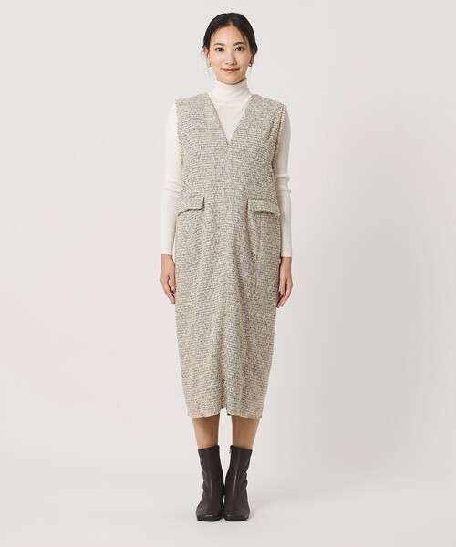 A DAY IN THE LIFE UNITED ARROWS(アデイインザライフユナイテッドアローズ)の「ツイードライク ジャンパースカート ベージュ<A DAY IN THE LIFE>(ワンピース・レディース・ベージュ・FREE)」の5枚目の写真