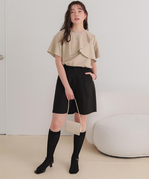 titivate(ティティベイト)の「機能性カットソーフレアデザイントップス(Tシャツ/カットソー・レディース・ブラウン/ホワイト/ライトブルー/グレイッシュベージュ/ブラック/チャコール・M/S)」の10枚目の写真