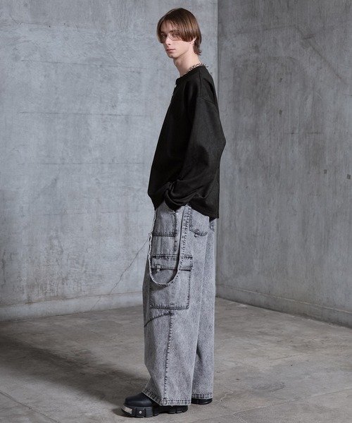 SERACE（セラス）の「【SERACE】Suede like loose henry neck long tee / スウェードライクルーズヘンリーネックロンT（Tシャツ/カットソー・メンズ・グレー/ブラック・S/M/L）」の15枚目の写真