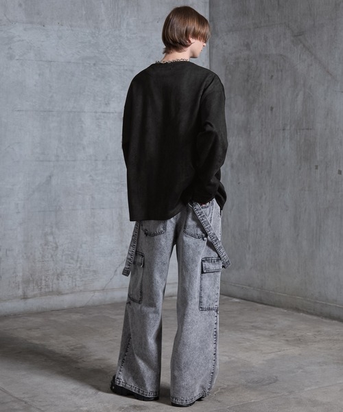 SERACE（セラス）の「【SERACE】Suede like loose henry neck long tee / スウェードライクルーズヘンリーネックロンT（Tシャツ/カットソー・メンズ・グレー/ブラック・S/M/L）」の16枚目の写真