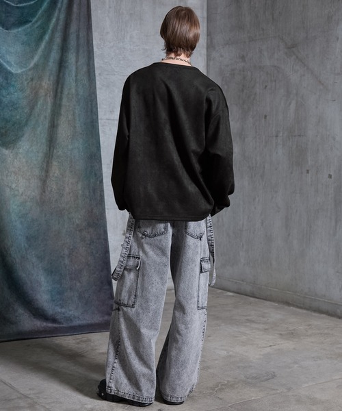 SERACE（セラス）の「【SERACE】Suede like loose henry neck long tee / スウェードライクルーズヘンリーネックロンT（Tシャツ/カットソー・メンズ・グレー/ブラック・S/M/L）」の19枚目の写真