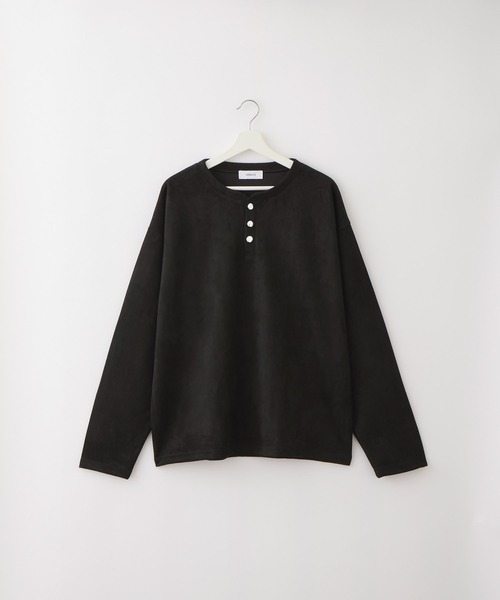 SERACE（セラス）の「【SERACE】Suede like loose henry neck long tee / スウェードライクルーズヘンリーネックロンT（Tシャツ/カットソー・メンズ・グレー/ブラック・S/M/L）」の22枚目の写真