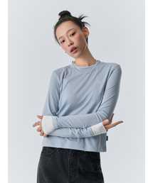 Bb' BENETTON（ビーフラットベネトン）の「レイヤード長袖Tシャツ（スカイブルー）（Tシャツ/カットソー）」