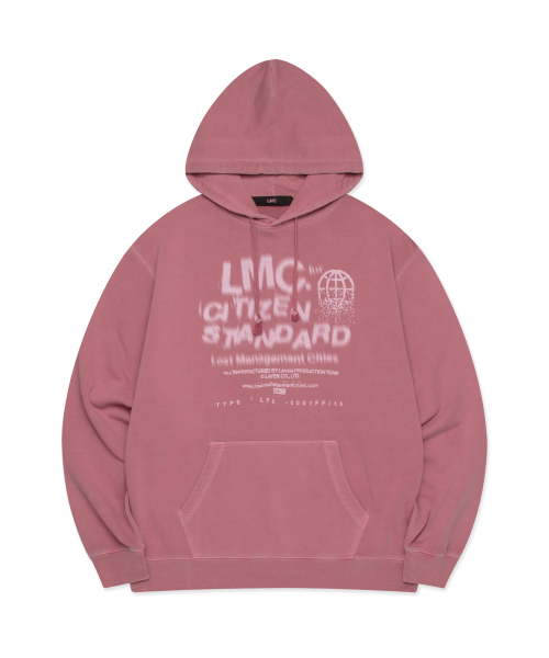 OVERDYED CITIZEN STANDARD HOODIE — розовая худи с эффектом овердай