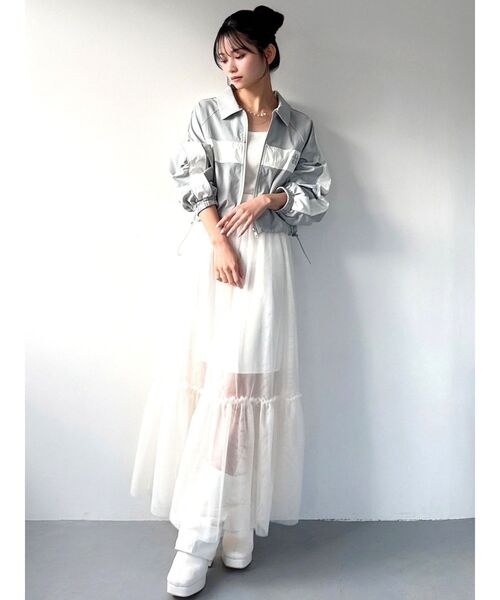 RESEXXY（リゼクシー）の「レイヤードチュールロングスカート（スカート・レディース・ブラック/ホワイト/ブラウン・FREE）」の7枚目の写真