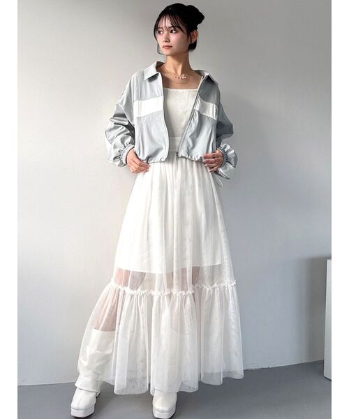 RESEXXY（リゼクシー）の「レイヤードチュールロングスカート（スカート・レディース・ブラック/ホワイト/ブラウン・FREE）」の9枚目の写真