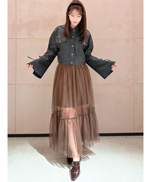 RESEXXY（リゼクシー）の「レイヤードチュールロングスカート（スカート・レディース・ブラック/ホワイト/ブラウン・FREE）」の11枚目の写真