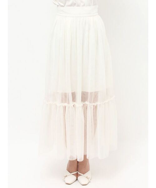 RESEXXY（リゼクシー）の「レイヤードチュールロングスカート（スカート・レディース・ブラック/ホワイト/ブラウン・FREE）」の16枚目の写真