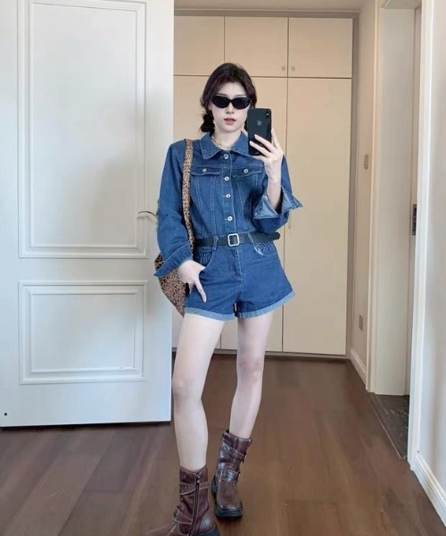 almo（アルモ）の「【LAMPOON】デニムジャンプスーツ（つなぎ/オールインワン・レディース・ブルー・LARGE/MEDIUM）」の3枚目の写真