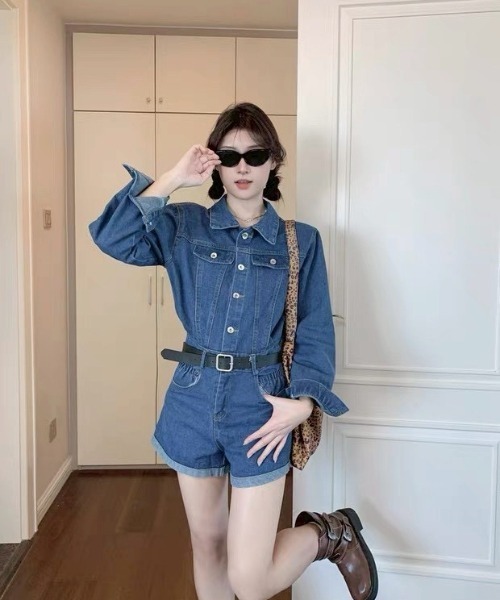 almo（アルモ）の「【LAMPOON】デニムジャンプスーツ（つなぎ/オールインワン・レディース・ブルー・LARGE/MEDIUM）」の5枚目の写真