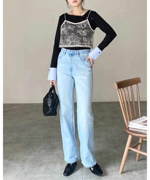 She's Closet（シーズクローゼット）の「花柄刺繍シアー ビスチェ チュール キャミソール（キャミソール・レディース・ブラック/アイボリー・FREE）」の10枚目の写真