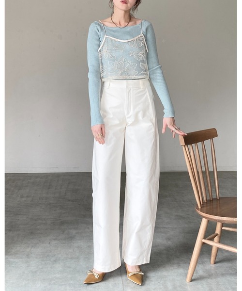 She's Closet（シーズクローゼット）の「花柄刺繍シアー ビスチェ チュール キャミソール（キャミソール・レディース・ブラック/アイボリー・FREE）」の15枚目の写真