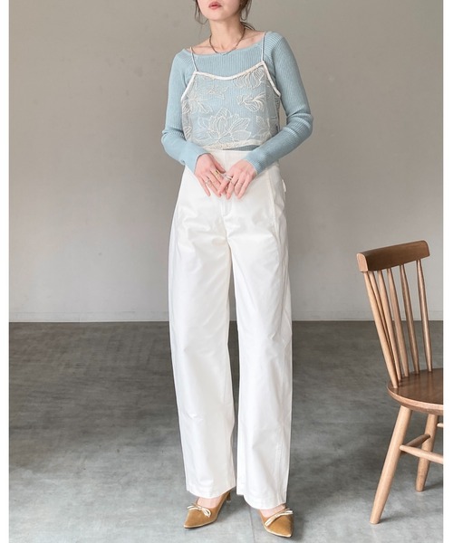 She's Closet（シーズクローゼット）の「花柄刺繍シアー ビスチェ チュール キャミソール（キャミソール・レディース・ブラック/アイボリー・FREE）」の11枚目の写真