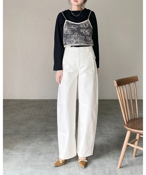 She's Closet（シーズクローゼット）の「花柄刺繍シアー ビスチェ チュール キャミソール（キャミソール・レディース・ブラック/アイボリー・FREE）」の13枚目の写真