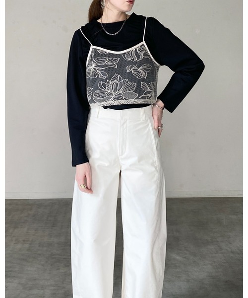 She's Closet（シーズクローゼット）の「花柄刺繍シアー ビスチェ チュール キャミソール（キャミソール・レディース・ブラック/アイボリー・FREE）」の17枚目の写真