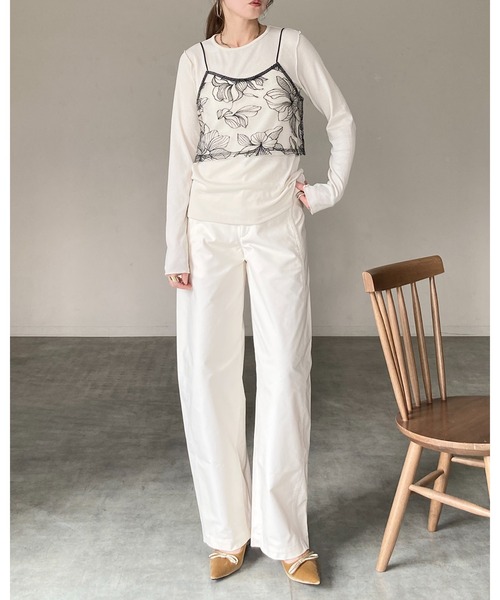 She's Closet（シーズクローゼット）の「花柄刺繍シアー ビスチェ チュール キャミソール（キャミソール・レディース・ブラック/アイボリー・FREE）」の22枚目の写真