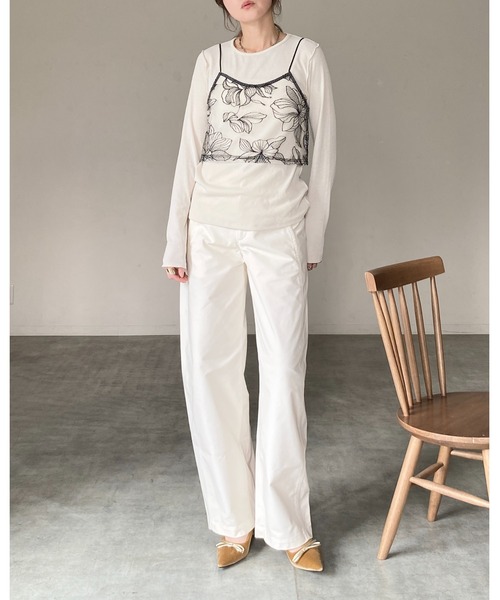 She's Closet（シーズクローゼット）の「花柄刺繍シアー ビスチェ チュール キャミソール（キャミソール・レディース・ブラック/アイボリー・FREE）」の9枚目の写真