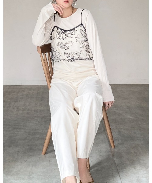 She's Closet（シーズクローゼット）の「花柄刺繍シアー ビスチェ チュール キャミソール（キャミソール・レディース・ブラック/アイボリー・FREE）」の14枚目の写真