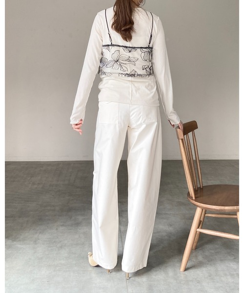 She's Closet（シーズクローゼット）の「花柄刺繍シアー ビスチェ チュール キャミソール（キャミソール・レディース・ブラック/アイボリー・FREE）」の19枚目の写真