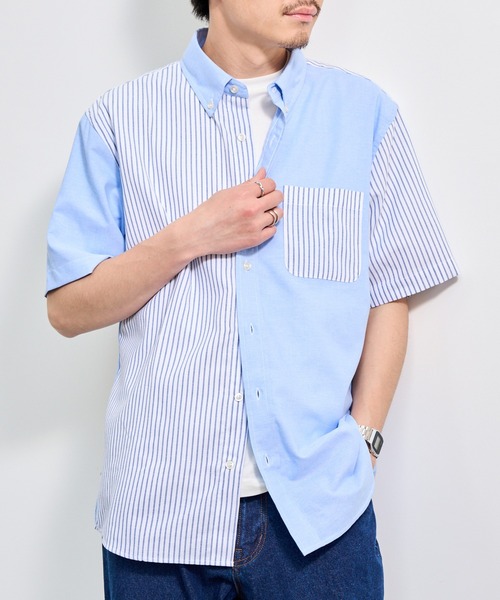 MAGASIN DE MODE TOOLS(マガジンデモードトゥールズ)の「【MAGASIN DE MODE TOOLS】オックスフォード半袖シャツ MNY 6230-6007 6230-6009(シャツ/ブラウス・メンズ・ネイビー/ブルー系その他/ブルー系その他2/ブルー・L/2L)」の3枚目の写真