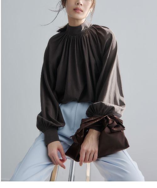 anuans（アニュアンス）の「キュプラコットンボリュームブラウス（シャツ/ブラウス・レディース・ホワイト/ピンク/ブラウン/グリーン系その他2・F）」の2枚目の写真