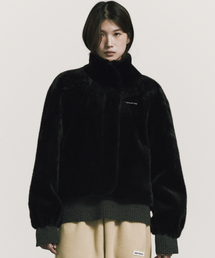 PREMIUM TOUCH FUR HIGH NECK JACKET_BLACK