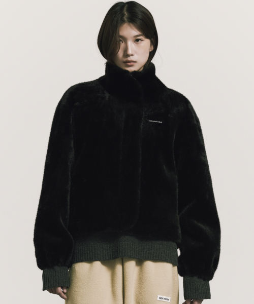 NICK&NICOLE(ニックアンドニコール)の「PREMIUM TOUCH FUR HIGH NECK JACKET_BLACK(ムートンコート・レディース・その他・FREE)」の1枚目の写真