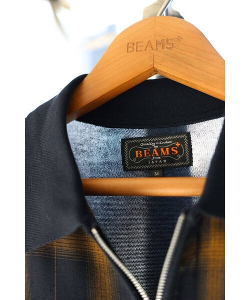 BEAMS PLUS(ビームスプラス)の「Half Zip Panel Polo Ombre Plaid(ポロシャツ・メンズ・ネイビー/オリーブ・LARGE/X-LARGE/SMALL/MEDIUM)」の3枚目の写真