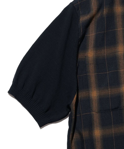 BEAMS PLUS(ビームスプラス)の「Half Zip Panel Polo Ombre Plaid(ポロシャツ・メンズ・ネイビー/オリーブ・LARGE/X-LARGE/SMALL/MEDIUM)」の11枚目の写真