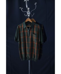 BEAMS PLUS | Half Zip Panel Polo Ombre Plaid(ポロシャツ)