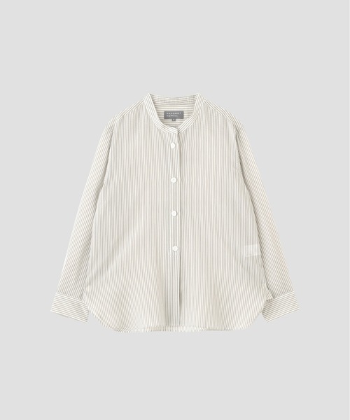 MARGARET HOWELL（マーガレットハウエル）の「COTTON SILK STRIPE（シャツ/ブラウス・レディース・ホワイト/ブルー/グレー・1/2）」の11枚目の写真