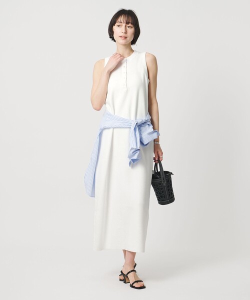 SACRA(サクラ)の「<SACRA>ヘンリーネック ノースリーブ ワンピース(ワンピース・レディース・ホワイト/ブラック・38)」の6枚目の写真