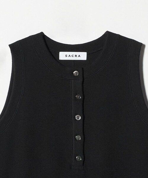 SACRA(サクラ)の「<SACRA>ヘンリーネック ノースリーブ ワンピース(ワンピース・レディース・ホワイト/ブラック・38)」の13枚目の写真
