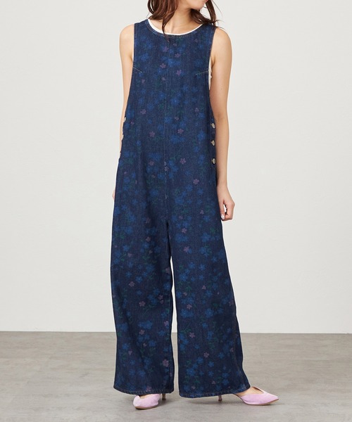 SOMETHING（サムシング）の「atelier SOMETHING　AMERICAN SLEEVE ALL IN ONE/アメリカンスリーブオールインワン【FLOWER】（サロペット/オーバーオール・レディース・ブルー・FREE）」の9枚目の写真