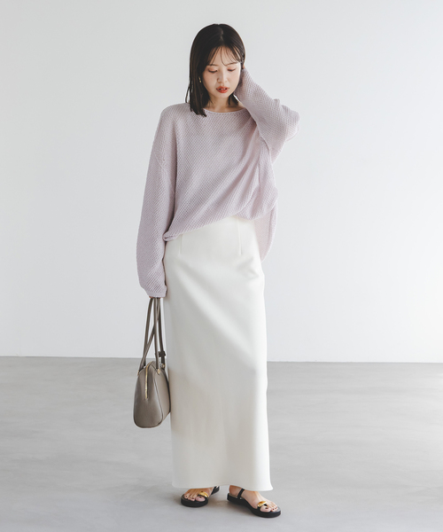 Noble（ノーブル）の「《WEB＆日本橋・ルクア店限定・追加》ペーパーヤーン カノコBACK Vプルオーバー（ニット/セーター・レディース・ネイビー/アイボリー/ピンク系その他・FREE）」の10枚目の写真