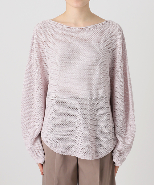 Noble（ノーブル）の「《WEB＆日本橋・ルクア店限定・追加》ペーパーヤーン カノコBACK Vプルオーバー（ニット/セーター・レディース・ネイビー/アイボリー/ピンク系その他・FREE）」の13枚目の写真