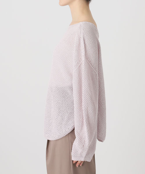 Noble（ノーブル）の「《WEB＆日本橋・ルクア店限定・追加》ペーパーヤーン カノコBACK Vプルオーバー（ニット/セーター・レディース・ネイビー/アイボリー/ピンク系その他・FREE）」の14枚目の写真