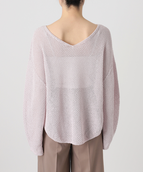 Noble（ノーブル）の「《WEB＆日本橋・ルクア店限定・追加》ペーパーヤーン カノコBACK Vプルオーバー（ニット/セーター・レディース・ネイビー/アイボリー/ピンク系その他・FREE）」の15枚目の写真