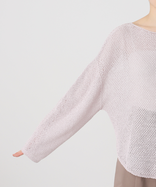 Noble（ノーブル）の「《WEB＆日本橋・ルクア店限定・追加》ペーパーヤーン カノコBACK Vプルオーバー（ニット/セーター・レディース・ネイビー/アイボリー/ピンク系その他・FREE）」の17枚目の写真