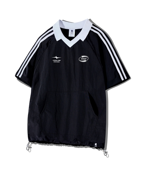 ラグビーカラーラグラントラックタスラン半袖Tシャツ GT-377_ブラック