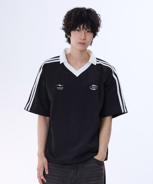 GHOST REPUBLIC(ゴーストリパブリック)の「ラグビーカラーラグラントラックタスラン半袖Tシャツ GT-377_ブラック(Tシャツ/カットソー・レディース・ブラック・XX-LARGE/X-LARGE/LARGE)」の2枚目の写真