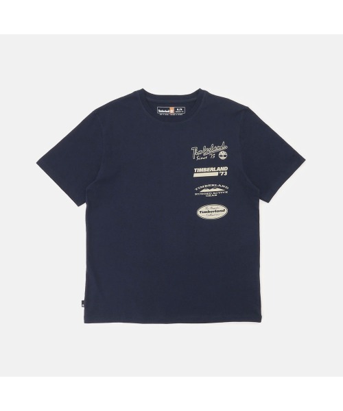 Timberland(ティンバーランド)の「マルチ ロゴ グラフィック 半袖 Tシャツ メンズ(Tシャツ/カットソー・メンズ・ダークブルー・XX-LARGE/X-LARGE/SMALL/MEDIUM/LARGE)」の1枚目の写真