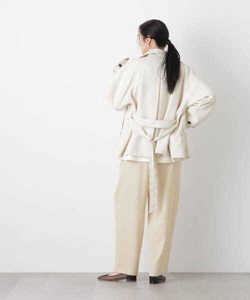 NANO universe（ナノユニバース）の「エアリーツイルベルテッドショートコート（トレンチコート・レディース・アイボリー/ベージュ・FREE）」の21枚目の写真