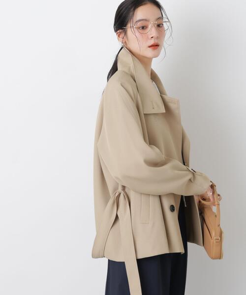 NANO universe（ナノユニバース）の「エアリーツイルベルテッドショートコート（トレンチコート・レディース・アイボリー/ベージュ・FREE）」の22枚目の写真